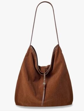 Brown Suede Hobo Shoulder Bag